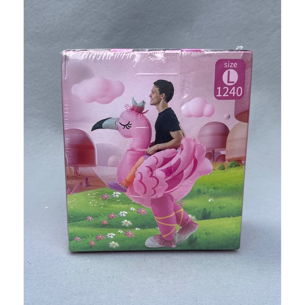 Inflatable Flamingo Costume Adult Size L Pink New Ride On Blow Up Pool Party